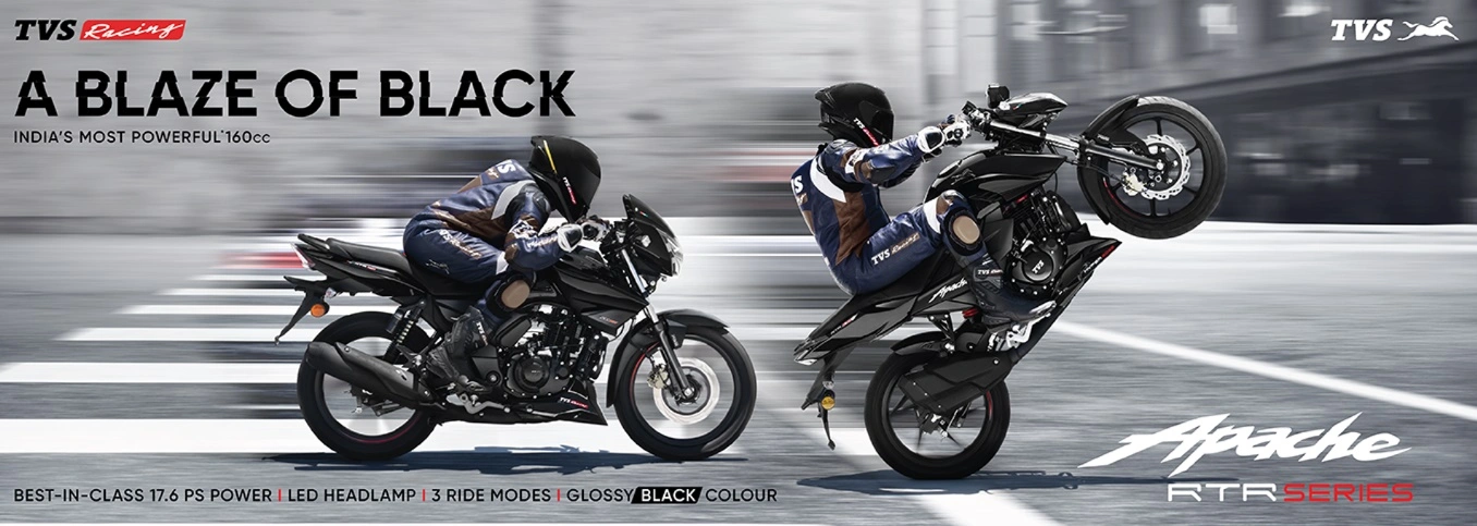 TVS Apache RTR 160 and RTR 160 4V All Black Edition